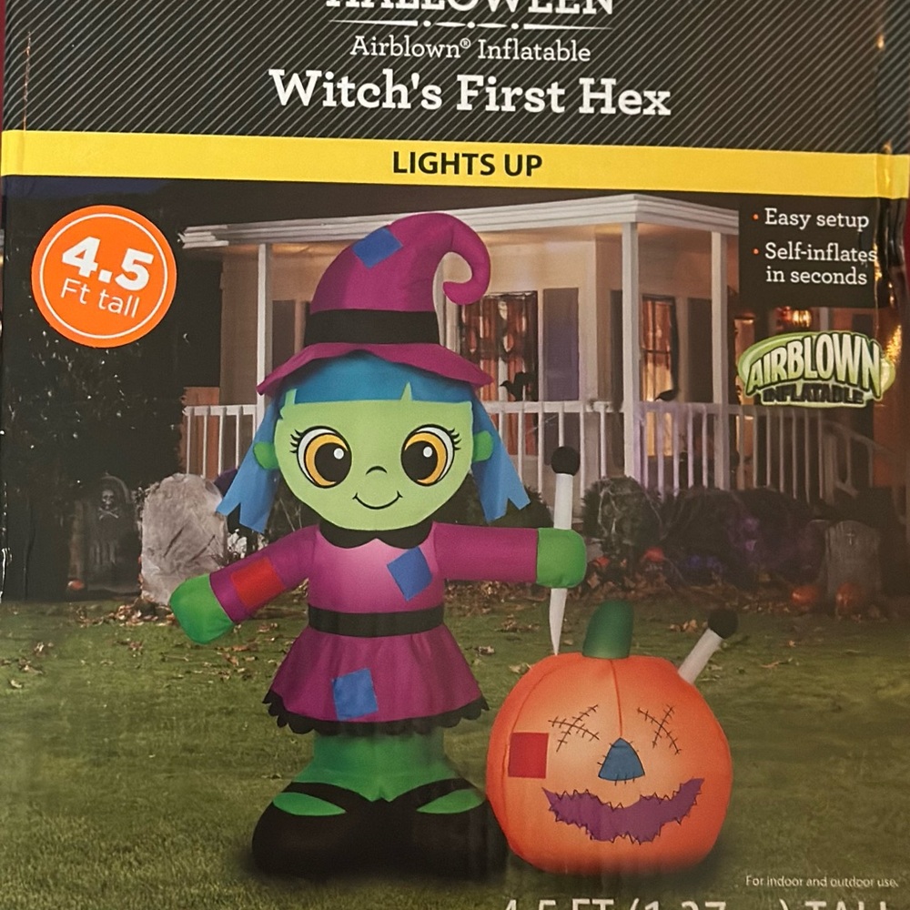 Inflatable Witch  - Green and Purple